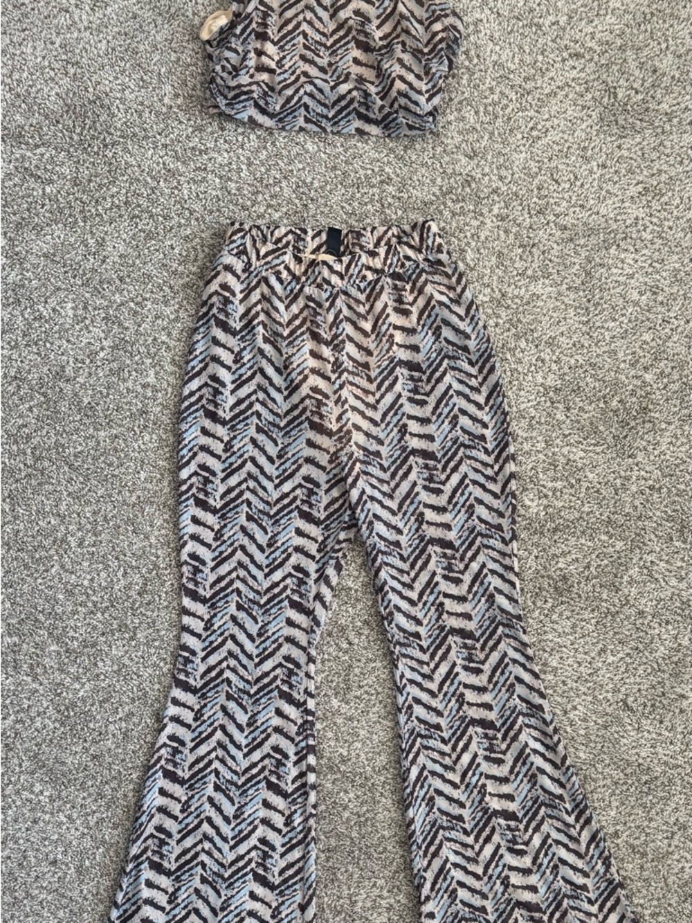Windsor Y2K Zebra Print Matching Set | Sheer Stretch Top & Flowy Pants M